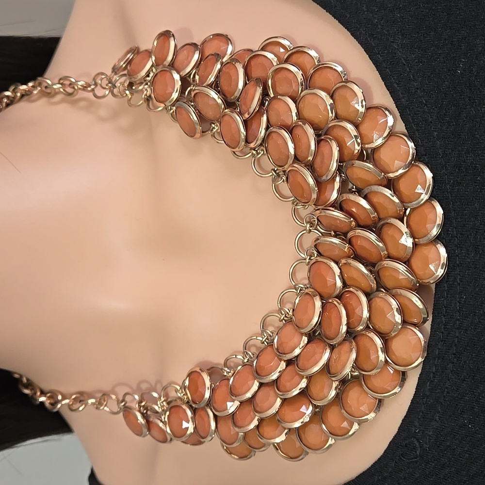 Burnt Orange Discs Necklace